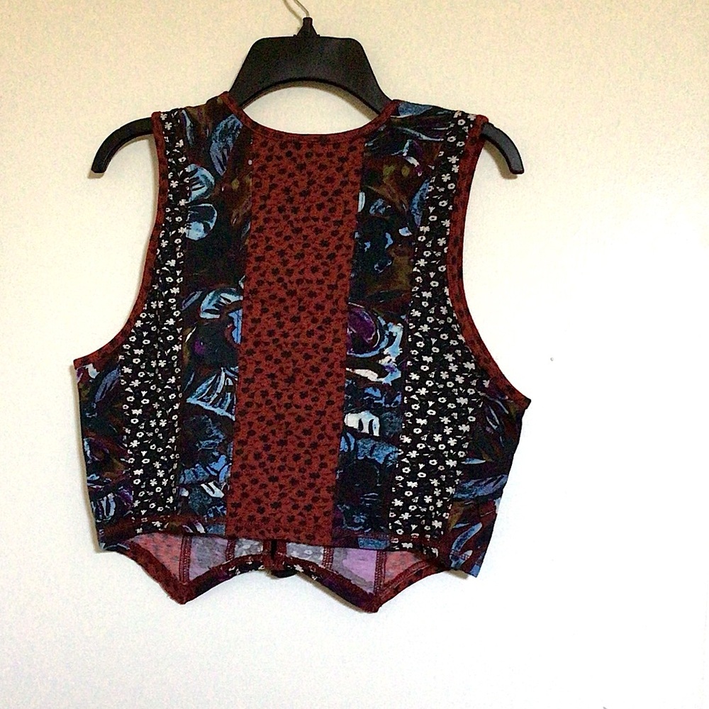 Free People Patchwork Floral Tie Front Vest Top - Picture 4 of 5